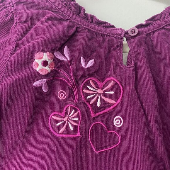 Old Navy Girls 4T Corduroy Long Sleeve Purple Dress With Floral Embroidery - Picture 6 of 6